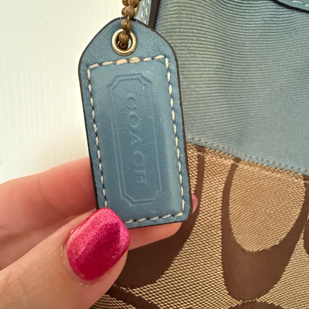 Coach Brown and Blue Monogram Shoulder Bag with Dust Bag and Coach Cleaner! - Picture 7 of 10